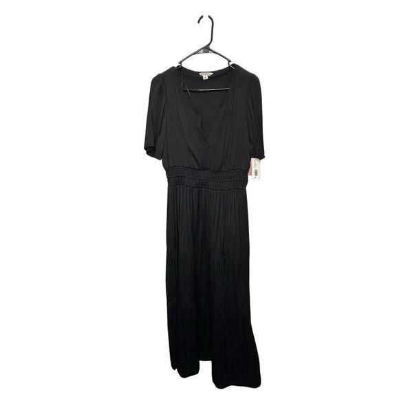Destination Maternity Black Maxi Dress breezy flutter sleeve drapey skirt - Picture 7 of 14